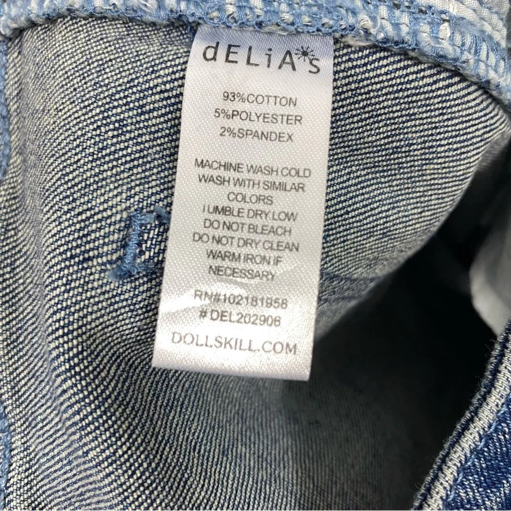 dELiA*s Juniors Flare Jeans Size Small 28x33 Boho Raw Hem High Rise Y2K Blue - Picture 5 of 8
